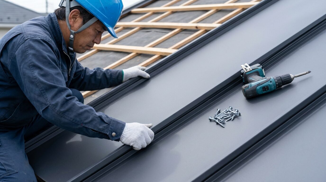 新しいガルバリウム鋼板の設置