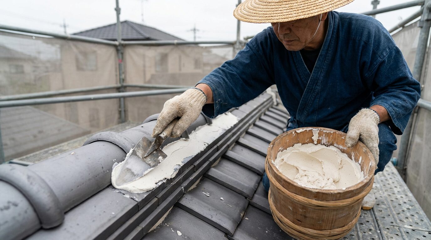 漆喰塗り直し作業